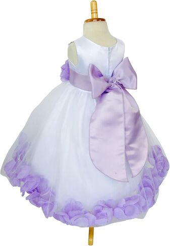 Rose Petal White Tulle Satin Flower Girl Gown Birthday Wedding Pageant in Saudi Arabia