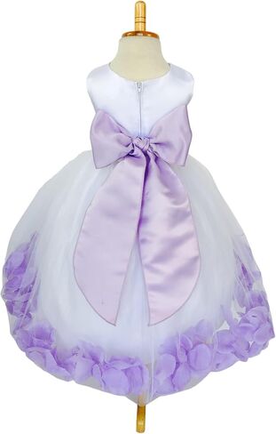 Rose Petal White Tulle Satin Flower Girl Gown Birthday Wedding Pageant in Saudi Arabia