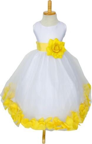 Rose Petal White Tulle Satin Flower Girl Gown Birthday Wedding Pageant in Saudi Arabia
