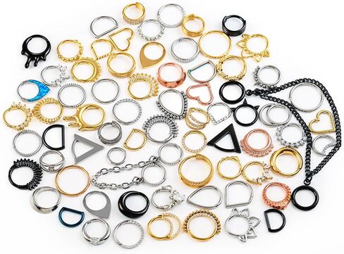Nose Rings Hoops, Random 5Pcs 16G*8mm 16G*10mm Nose Piercing Jewelry, 316L Surgical Steel Septum Ring, Nose Studs in Kuwait