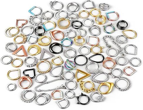Nose Rings Hoops, Random 5Pcs 16G*8mm 16G*10mm Nose Piercing Jewelry, 316L Surgical Steel Septum Ring, Nose Studs in Kuwait