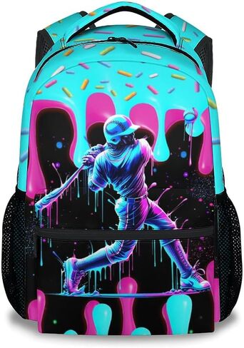 Boys Baseball Backpack for Teens School Bookbag - Kids Schoolbag with Drip Print for Sport Lovers Team School Supplies (17 Inch) in Saudi Arabia