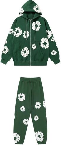 Y2K Men's and Women's foam Printed Hooded Sweatpants Two piece Couple Pullover Top Jogging Pants Set in Saudi Arabia