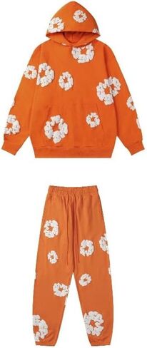 Y2K Men's and Women's foam Printed Hooded Sweatpants Two piece Couple Pullover Top Jogging Pants Set in Saudi Arabia