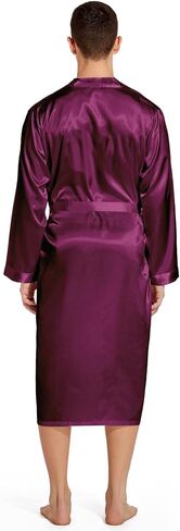 Men's Satin Robe Lightweight Long Sleeve Silk Kimono Bathrobe Sleepwear in Saudi Arabia