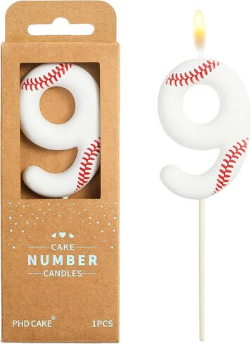 PHD CAKE 2.76 Inch Number 9 Baseball Birthday Candles, Baseball Number Candles, Cake Number Candles, Party Celebration, Style Candle in Kuwait