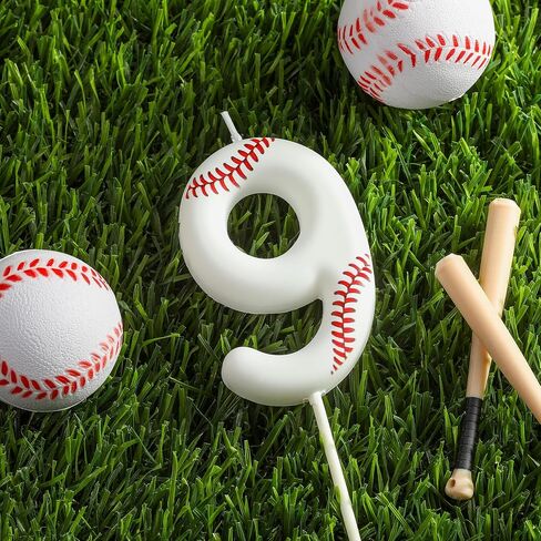 PHD CAKE 2.76 Inch Number 9 Baseball Birthday Candles, Baseball Number Candles, Cake Number Candles, Party Celebration, Style Candle in Kuwait