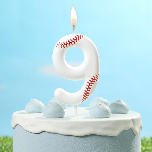 PHD CAKE 2.76 Inch Number 9 Baseball Birthday Candles, Baseball Number Candles, Cake Number Candles, Party Celebration, Style Candle in Kuwait
