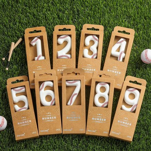 PHD CAKE 2.76 Inch Number 9 Baseball Birthday Candles, Baseball Number Candles, Cake Number Candles, Party Celebration, Style Candle in Kuwait