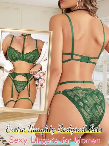 Lingerie for Women Sexy Bra and Panty Sets Floral Sheer See Through Exotic Bra Lingerie Sets Sexy Nightwear Outfits for Women in Kuwait