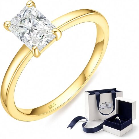 1/2/3/4 Carat Moissanite Engagement Rings for Women, 925 Sterling Silver Radiant Cut Engagement Ring Wedding Bands 14K Gold Plated Promise Travel Rings, D Color VVS1 Moissanite Jewelry Valentines Day Gift for Her in Saudi Arabia