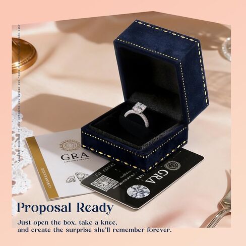 AVECON 4CT Radiant Cut Moissanite Engagement Rings for Women, Perfect for Romantic Proposal, D Color VVS1 Lab Created Moissanite, Sterling Silver White Gold Plated, Anniversary Valentines Gift, Size 5 in Kuwait