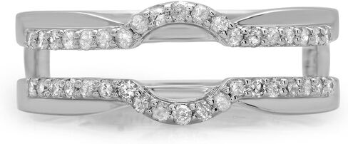Dazzlingrock Collection 0.28 Ctw Round Natural Diamond Women Anniversary Wedding Band Enhancer Double Ring 14K Real Solid Gold in Kuwait