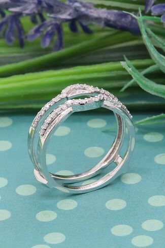 Dazzlingrock Collection 0.28 Ctw Round Natural Diamond Women Anniversary Wedding Band Enhancer Double Ring 14K Real Solid Gold in Kuwait