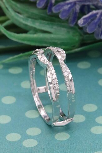 Dazzlingrock Collection 0.28 Ctw Round Natural Diamond Women Anniversary Wedding Band Enhancer Double Ring 14K Real Solid Gold in Kuwait
