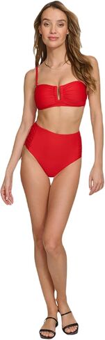 DKNY Women's Bikini Set ̶ U-Wire Bikini Top & Mid Rise Shirred Bottom with Tummy Control in Saudi Arabia