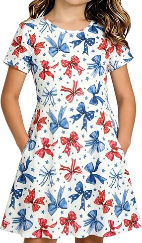 250 Anniversary USA Dress for Girls Toddlers 4th of July Dress with Pockets 1776 Patriotic Outfits in Saudi Arabia