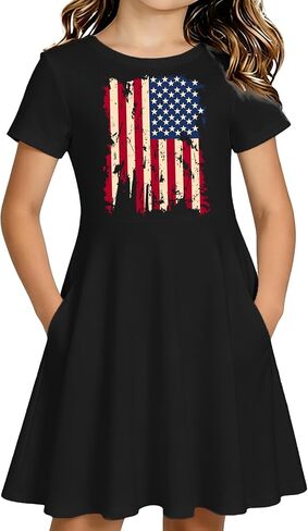 250 Anniversary USA Dress for Girls Toddlers 4th of July Dress with Pockets 1776 Patriotic Outfits in Saudi Arabia