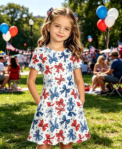 250 Anniversary USA Dress for Girls Toddlers 4th of July Dress with Pockets 1776 Patriotic Outfits in Saudi Arabia