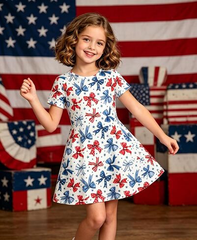 250 Anniversary USA Dress for Girls Toddlers 4th of July Dress with Pockets 1776 Patriotic Outfits in Saudi Arabia