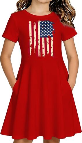 250 Anniversary USA Dress for Girls Toddlers 4th of July Dress with Pockets 1776 Patriotic Outfits in Saudi Arabia