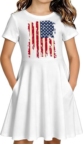 250 Anniversary USA Dress for Girls Toddlers 4th of July Dress with Pockets 1776 Patriotic Outfits in Saudi Arabia
