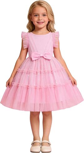 FYMNSI Baby Girl Birthday Dress Princess Sequins Tiered Tulle Tutu Dresses for Flower Girls Formal Pageant Wedding Party Gown in Kuwait