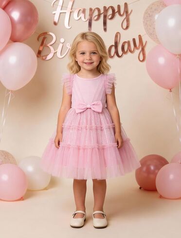 FYMNSI Baby Girl Birthday Dress Princess Sequins Tiered Tulle Tutu Dresses for Flower Girls Formal Pageant Wedding Party Gown in Kuwait