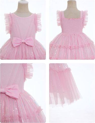 FYMNSI Baby Girl Birthday Dress Princess Sequins Tiered Tulle Tutu Dresses for Flower Girls Formal Pageant Wedding Party Gown in Kuwait