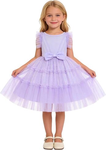 FYMNSI Baby Girl Birthday Dress Princess Sequins Tiered Tulle Tutu Dresses for Flower Girls Formal Pageant Wedding Party Gown in Kuwait