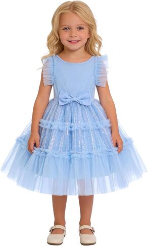 FYMNSI Baby Girl Birthday Dress Princess Sequins Tiered Tulle Tutu Dresses for Flower Girls Formal Pageant Wedding Party Gown in Kuwait