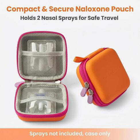 Compact Hard-Shell Naloxone Carry Case, Empty Naloxone Carry Case Kit, Fit 2 Pack Nasal Sprays, Travel Outdoor Activities Friendly in Saudi Arabia