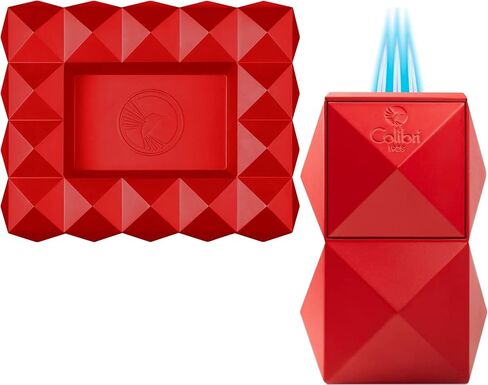 Colibri Quasar Ashtray (Red) + Colibri Quasar Table Triple Flame Lighter (Red) in Saudi Arabia