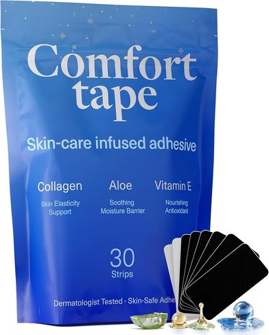 Comfort Tape Skincare-Infused Adhesive Strips with Collagen, Aloe & Vitamin E - Hypoallergenic, Latex-Free, Tested for Sensitive Skin, 30 Strips in Saudi Arabia