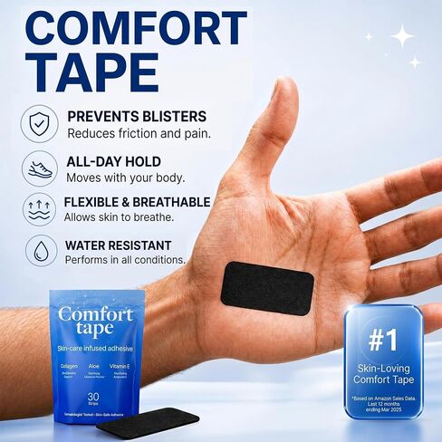 Comfort Tape Skincare-Infused Adhesive Strips with Collagen, Aloe & Vitamin E - Hypoallergenic, Latex-Free, Tested for Sensitive Skin, 30 Strips in Saudi Arabia