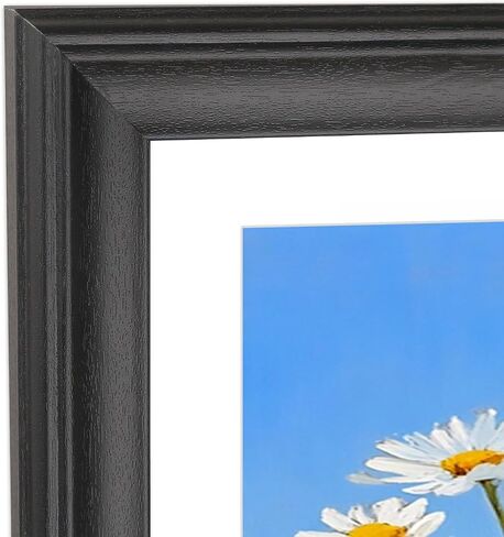 إطارات صور بانورامية مقاس 21 × 31 من الخشب الصلب، مع حصيرة بيضاء، تناسب الصور مقاس 18 × 28 بوصة مع حصيرة أو 21 × 31 بدون حصيرة، إطار ملصق 21 × 31 إطارات صور جدارية عائلية مقاس 18 × 28 إطار صورة أسود (L23B2131W1828) in Kuwait
