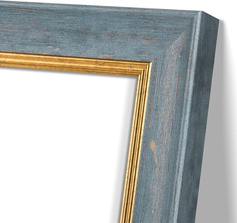 إطار صورة Frametory، مقاس 12x18 - عرض الحائط - زجاج شبكي عالي الدقة - رائع لحفلات الزفاف، والملصقات، وصور الخطوبة - أزرق وذهبي in Kuwait