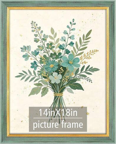 إطار صورة Frametory، مقاس 12x18 - عرض الحائط - زجاج شبكي عالي الدقة - رائع لحفلات الزفاف، والملصقات، وصور الخطوبة - أزرق وذهبي in Kuwait