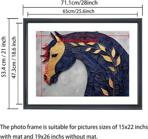 إطار صورة Mxtallup مقاس 19x26 من الخشب الصلب الأسود مقاس 15X22 يناسب الصورة مقاس 19x26 بدون حصيرة أو 15x22 مع حصيرة (T23B1926W1522) in Kuwait
