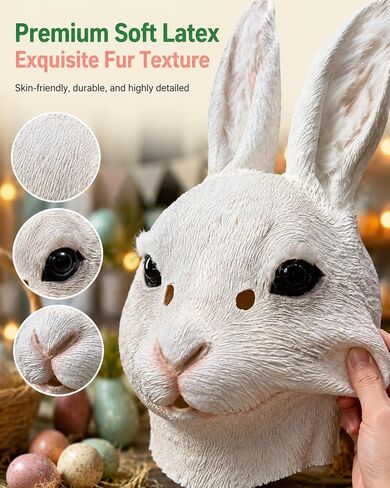 Rabbit Mask Bunny Costume Halloween Animal mask Carnival Cosplay Party Prop in Saudi Arabia