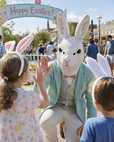 Rabbit Mask Bunny Costume Halloween Animal mask Carnival Cosplay Party Prop in Saudi Arabia