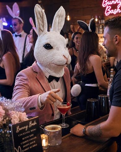 Rabbit Mask Bunny Costume Halloween Animal mask Carnival Cosplay Party Prop in Saudi Arabia
