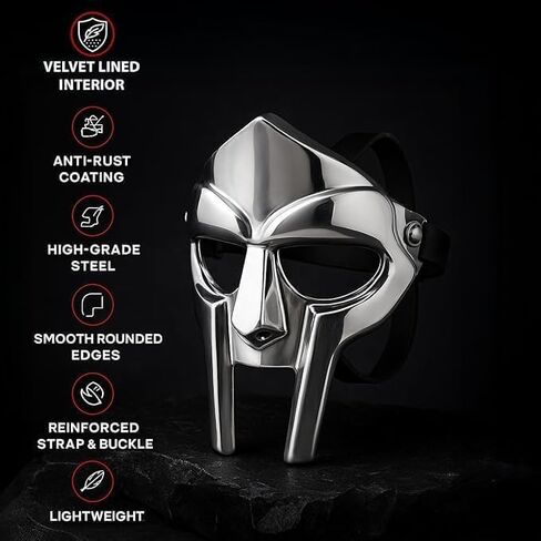 MF Doom Gladiator Face Mask Fantasy Party Costume Roman Gladiators Arena Maximus Helmet mf doom Movie viking Metal Prop (Gladiator Mask) in Saudi Arabia