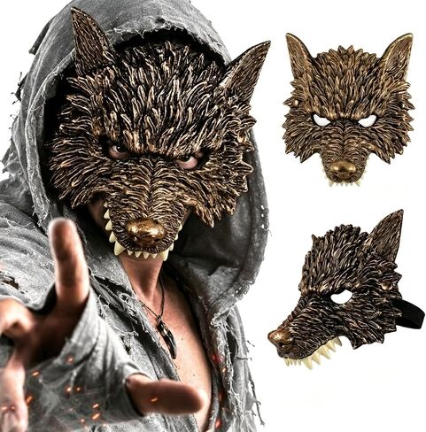 Wolf Mask - Werewolf Costume Head, Therian Mask for Halloween and Cosplay (Brown) in Saudi Arabia