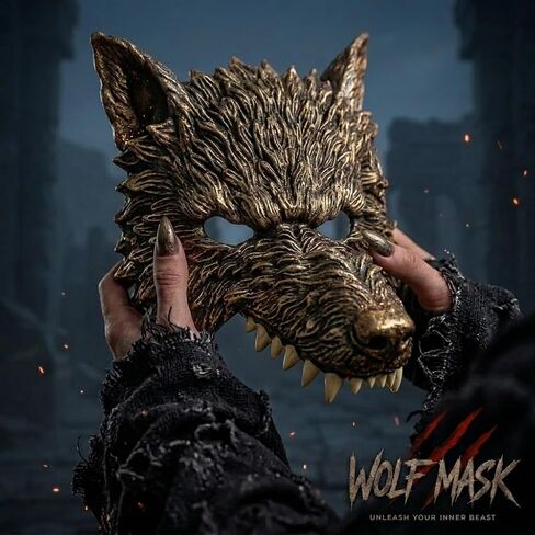 Wolf Mask - Werewolf Costume Head, Therian Mask for Halloween and Cosplay (Brown) in Saudi Arabia