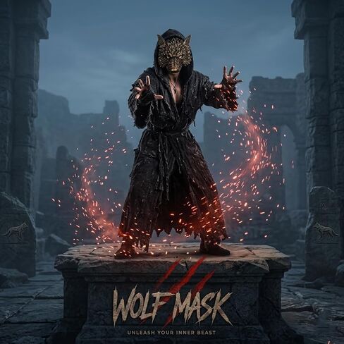 Wolf Mask - Werewolf Costume Head, Therian Mask for Halloween and Cosplay (Brown) in Saudi Arabia