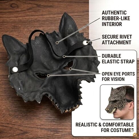 Wolf Mask - Werewolf Costume Head, Therian Mask for Halloween and Cosplay (Brown) in Saudi Arabia