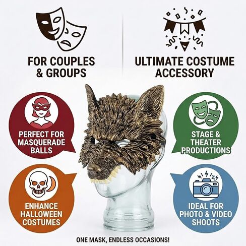 Wolf Mask - Werewolf Costume Head, Therian Mask for Halloween and Cosplay (Brown) in Saudi Arabia