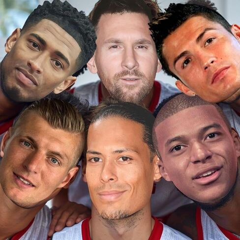 Star Cutouts SMPWC1 مجموعة من الأقنعة لبطل العالم لكرة القدم - بيلينجهام، رونالدو، ميسي، مبابي، كروس وفان ديك in Kuwait