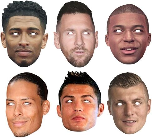 Star Cutouts SMPWC1 مجموعة من الأقنعة لبطل العالم لكرة القدم - بيلينجهام، رونالدو، ميسي، مبابي، كروس وفان ديك in Kuwait